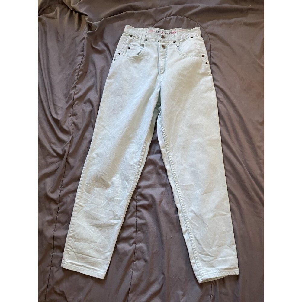 ZENA Jeans Light Blue Acid Wash Vintage High Waisted Tapered Retro Mom size 10